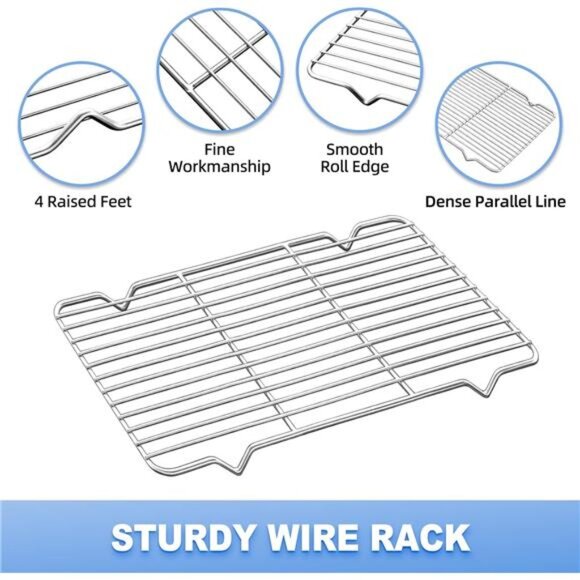 Baking Sheet with Wire Rack, Cookie Sheet Baking Pan Toaster Oven Tray - Picture 4 of 8